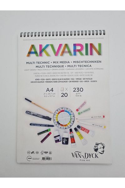 Vandycke A4 Multi Technic 230 Gr Painting Sketch Block (aquarium) -20 Sheets