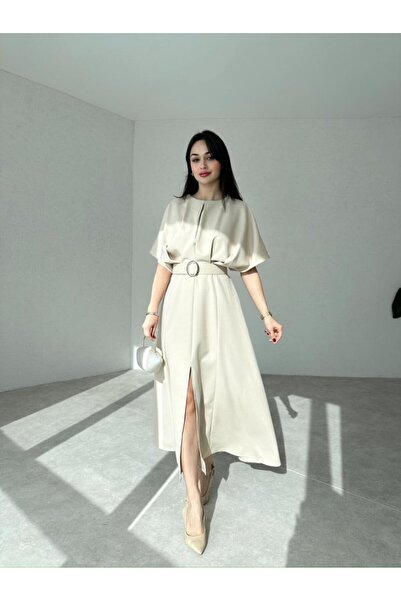 Afiş Butik Kemer Detaylı Midi Elbise