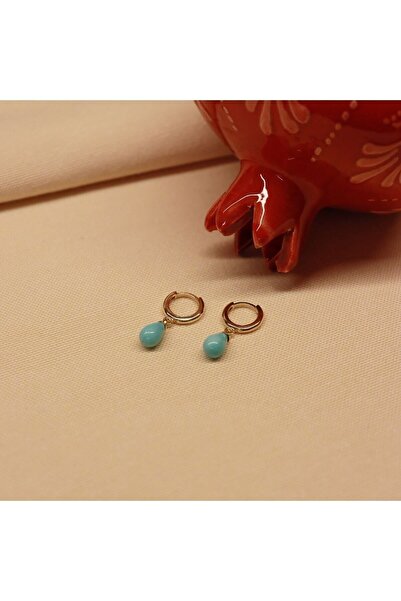 TAHAN MÜCEVHERAT Turkuaz Damla Inci Sallantılı Küpe