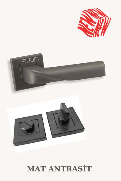 ARON Sofuoğlu Stainless Lux Noyan (MATT ANTHRACITE) Square Rosette (BATHROOM - WC) Door Handle Aluminum / Steel
