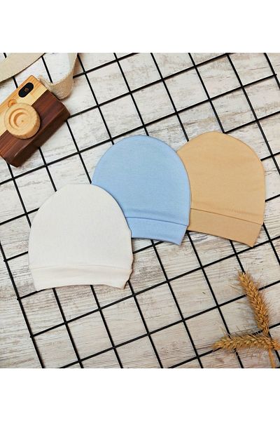 UmBaby 3-Piece Combed Cotton Baby Hat - Cotton Gloves, Wooden Pacifier and Mouth Wipes