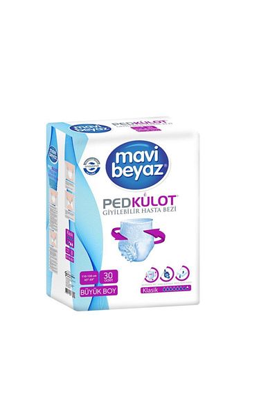 Mavi beyaz Pad Absorbent Panties Patient Diapers Large Size 1 Pack 30 Pieces