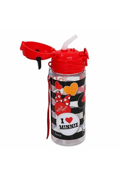 Minnie Mouse قارورة بلاستيكية مرخصة باللون الأحمر سعة 500 مل مع مصاصة - OTTO-42514
