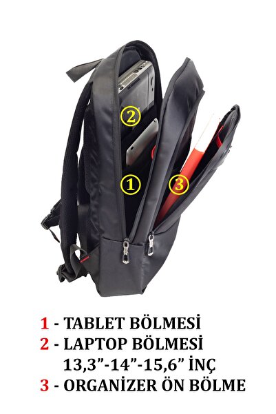 Case Club Siyah Slim Sırt Çantası 14 inç 15,6 inç Laptop Bölmeli Apple Mac Huwaei HP Lenovo Xiaomi