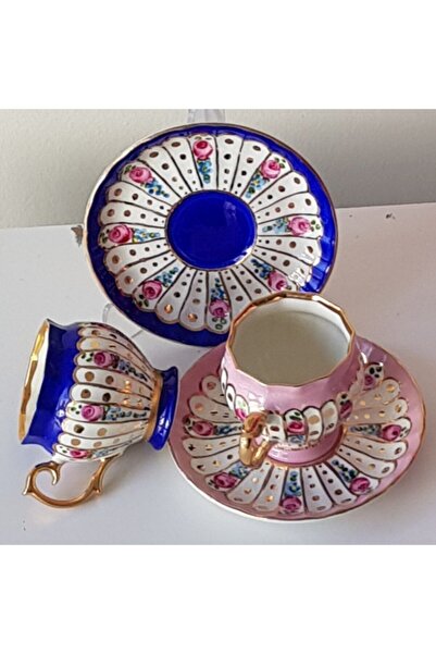 BY.RAYKA PORSELEN El Dekor Perviz Porcelain Hand Painted Double Cup Set