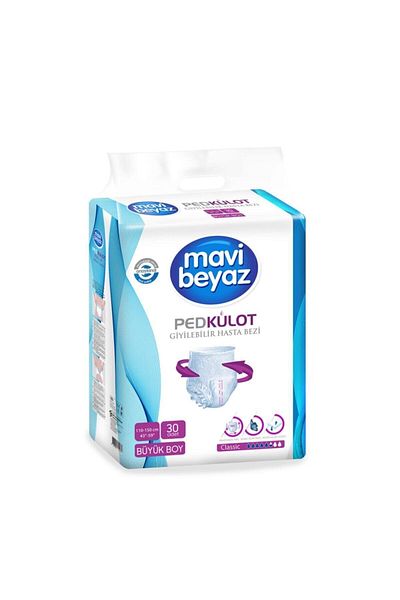 Mavi beyaz Pad Panties Adult Patient Diapers Large Size-large 30 Pieces 4 Packs 120 Uses