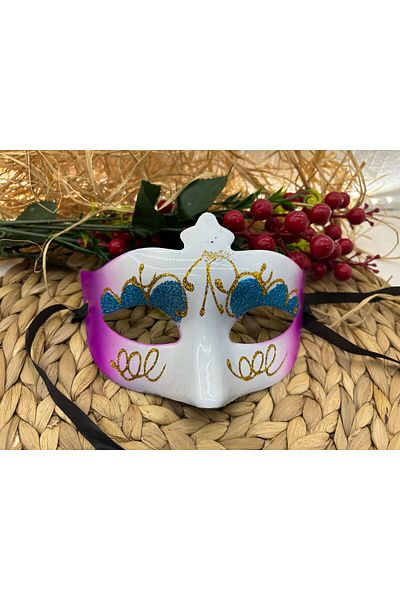Deniz Party Store Fuchsia Glitter New Year's Ball - Halloween Mask 1 Piece