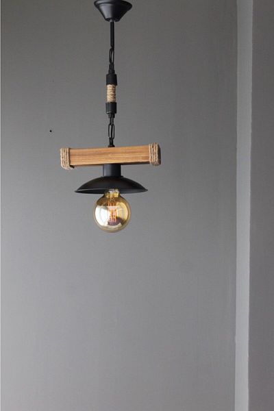 ONUR AVİZE Retro Wintage Single Wooden Chandelier