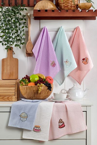 TABEA HOME 6-Piece Cupcake Kitchen Cloth - 40x60cm Cotton Towels