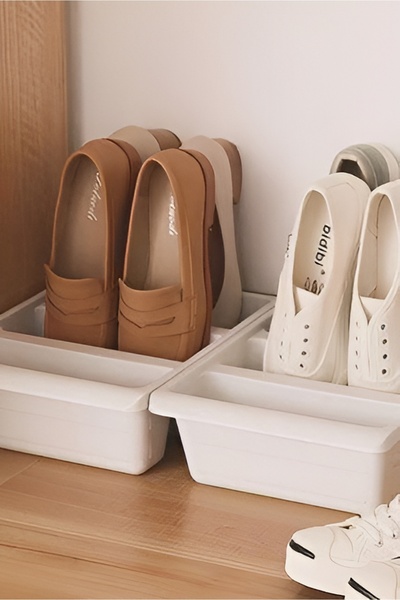 Bayev 4’lü Roma Ayakkabı Tepsisi - 4 Adet Dolap Düzenleyici Dikey Ayakkabı Rampası