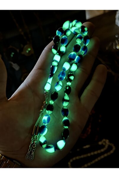 topuzsaray Özel Seri Kedi Gözü Tesbih Yeşil Parlayan Işıltılı Model