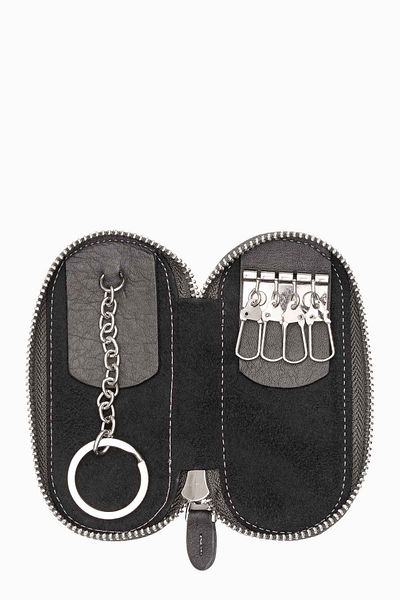 DAMY Men's Genuine Leather Keychain - Zippered Lover Gift - Anthracite K786