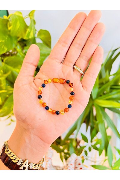 Kehribarkolyecimm mavi multicolor damla kehribar bileklik