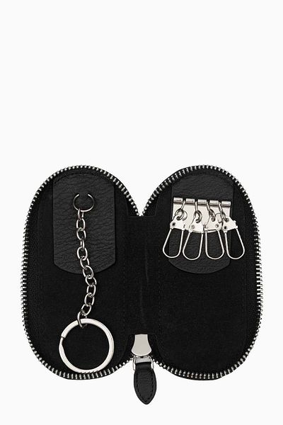 DAMY Genuine Leather Men's Keychain - Zippered, Gift for Lover - Black K786