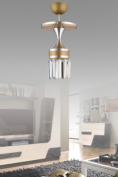 SONSUZ AYDINLATMA&AVİZE Tokyo Single Antique Pendant Lamp Crystal Stone Chrome Striped Cylinder Downward Facing Luxury Chandelier