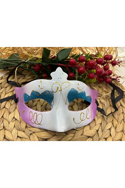 Deniz Party Store Pink Glitter Plastic Mask for New Year's Party, Ball, Halloween - 1 Piece