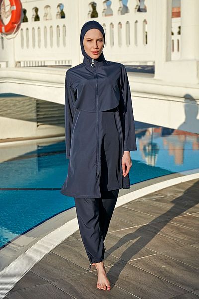 Remsa Mayo Nuray Dark Navy - R030 Remsa Hijab μαγιό με κάλυμμα μπροστά και αλεξίπτωτο πλήρως καλυμμένο