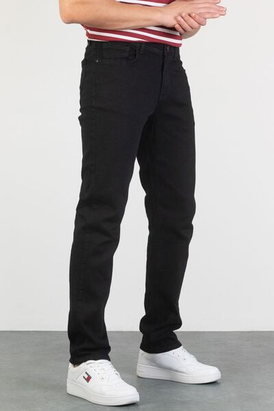 HALAT'S Erkek Oscar Regular Fit Likralı Siyah Jean Kot Pantolon