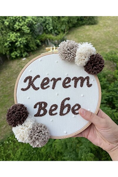 afralya home 25 Cm-bebek/çocuk Odası Isimli Kapı Süsü/punch Nakış Duvar Panos...