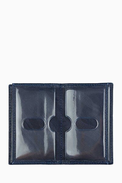 DAMY Чорно-синій чоловічий прозорий картхолдер з натуральної шкіри - K555