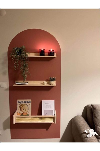glb decor wood hand made Hazeran Shelf Wooden Wall Shelf 3 Shelf Set