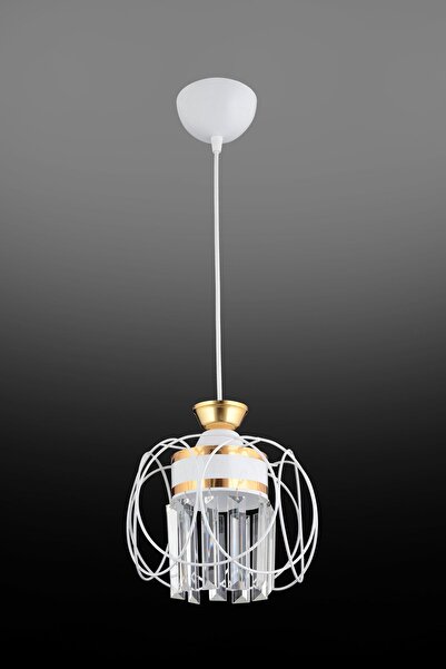 Genel Markalar Sarkıt Tepsi Beyaz Tekli Güneş Sarı Kristal Taşlı Aşağı Bakan Lüks Avize