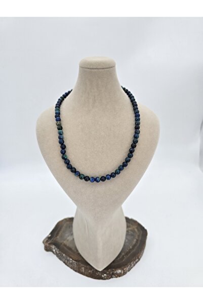 NBS Beautiful Naturel Stones Azurite 6 Mm Natural Stone Necklace - Elegant an...