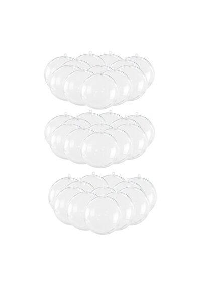 roco paper Şeffaf Mika Küre - Yılbaşı Çam Ağacı Süsleme - 36 Adet Asılabilir ...