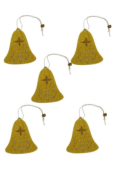 roco paper Christmas Tree Decoration Set - Glittered Felt Gift Package Decoration - 5 Pieces 7x8 Cm Yç001