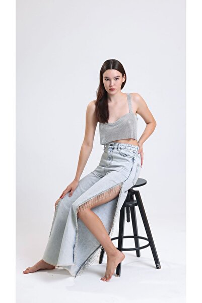 VS ACCESSORY Motif Taşlı Şeritli Pantolon