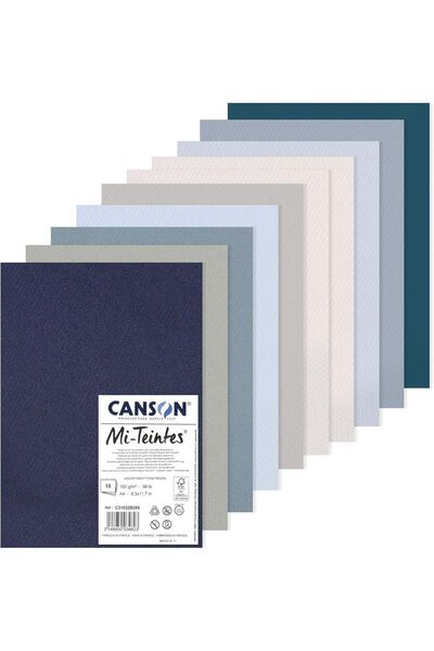Canson ورق رسم ملون مقاس A4 من Mi-Teintes بوزن 160 جرام على الوجهين على شكل ق...