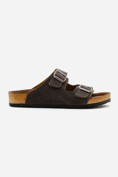 Tonny Black Παντόφλες Unisex Καφέ ρυθμιζόμενες με διπλή πόρπη