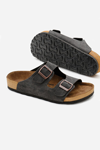 Tonny Black Unisex Smoked Double Buckle Poly Sole Adjustable Slippers