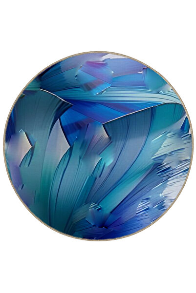 Rugs Modern Halı مجموعة الشكل سجادة قاعدة منسوجة مستديرة باللون الأزرق المجرد...