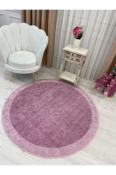 Brillant Pembe - Hasır Jüt Sisal Bordürlü Görünümlü Dekoratif Halı