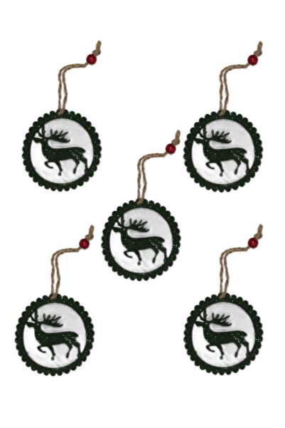 roco paper Set Ornamente Pom de Crăciun - Ornament Pachet Cadou din Pâslă Sclipici - 5 Bucăți 8 Cm