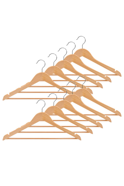 Microcase Ahşap Görünümlü Plastik Elbise Askısı A Kalite 10 adet AL4493