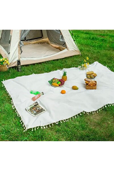 Perdeplus Βαμβακερό χαλάκι πικνίκ - Τραπεζομάντιλο με λεπτομέρεια φούντας
