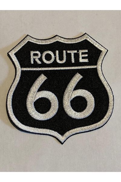 StüdyoÜmitTişört Route66 Black Logo Patch-peç, armă, patch pentru blugi