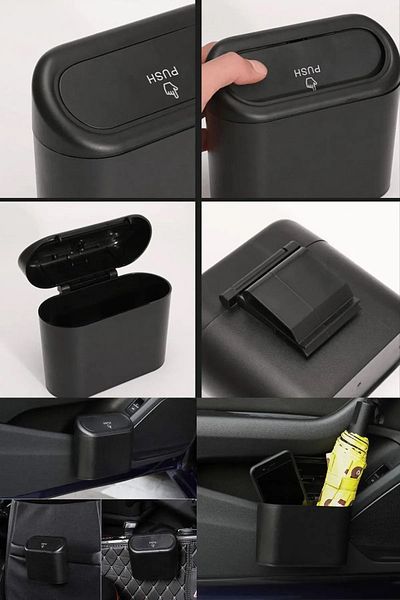 figiza Auto Vehicle Trash Can Office Trash Can Portable Lid Trash Can