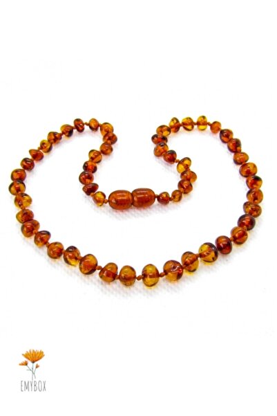 emybox قلادة تسنين للأطفال من كونياك مصنوعة من كهرمان البلطيق الطبيعي بنسبة 100%