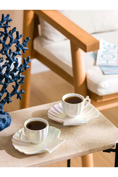 LC Waikiki Oyster 2-Person Porcelain Coffee Cup Set