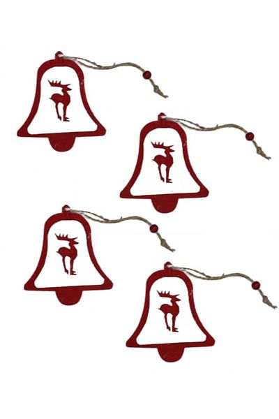 roco paper Christmas Tree Decoration Set - Glittered Felt Gift Package Decoration - 4 Pieces 8.5x9.5 Cm Gç001