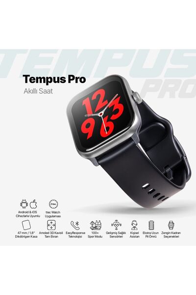 Ttec Tempus Pro 47mm AMOLED Ekranlı Dikdörtgen Kasa Akıllı Saat