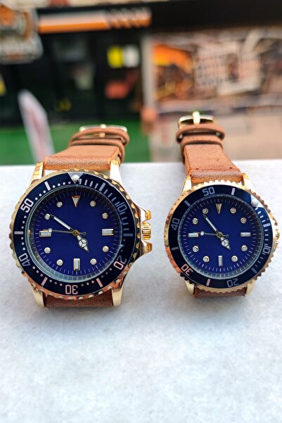 Kubbehan Sevgili Saati Taba Renk Çift Kol Saatleri