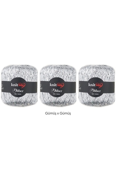 Eloy Knit Me Dilber Pullu İplik 25 Gr / 300 mt 3 ADET Renk No:1 Gümüş