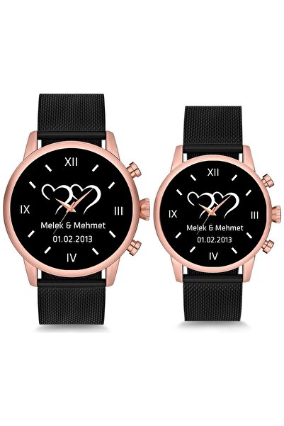 STONY Romen Rakam İçiçe Kalp İsimli ve Tarihli Çift Sevgili Kol Saatleri