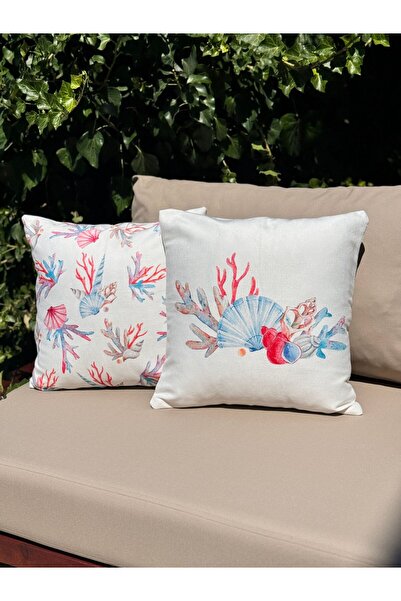 lamoonhome Husă pentru pernă cu model marin cu scoici de mare