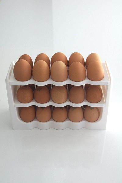 KORUCA 30-Piece Egg Box - 3-Tier Egg Holder Refrigerator Organizer, Storage Container