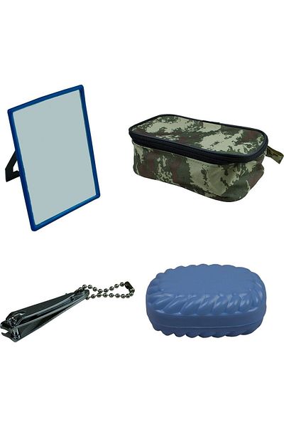 BoraVelli Bora Soldier Supplies 4-Piece Shaving Bag Mirror Soap Dish Nail Clipper